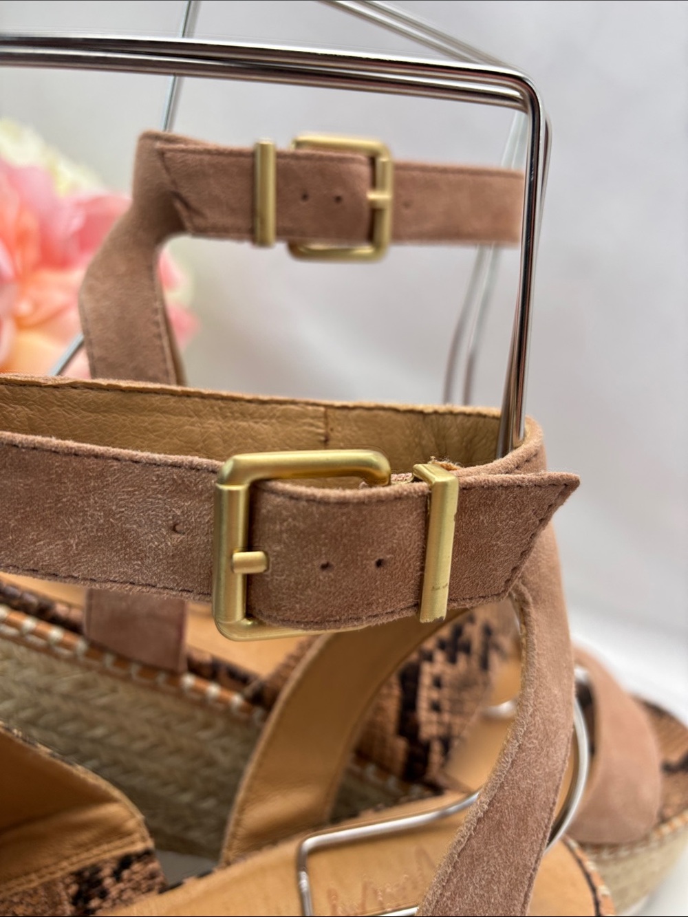 Crown Vintage Women’s 9.5 an Snake-Print Espadrille‎ Wedge Sandals #371 - Picture 6 of 12